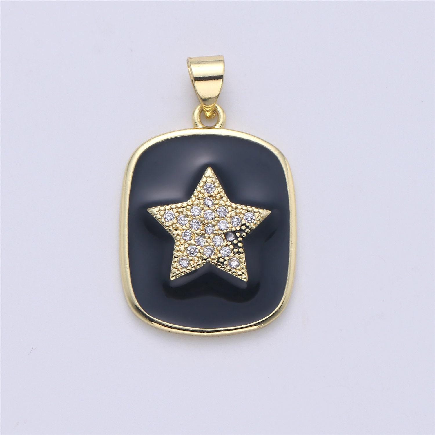 Dainty enamel tag pendant gold tag evil eye star heart moon white black charm for necklace pendant findings for jewelry making, i-445 ~i-452
