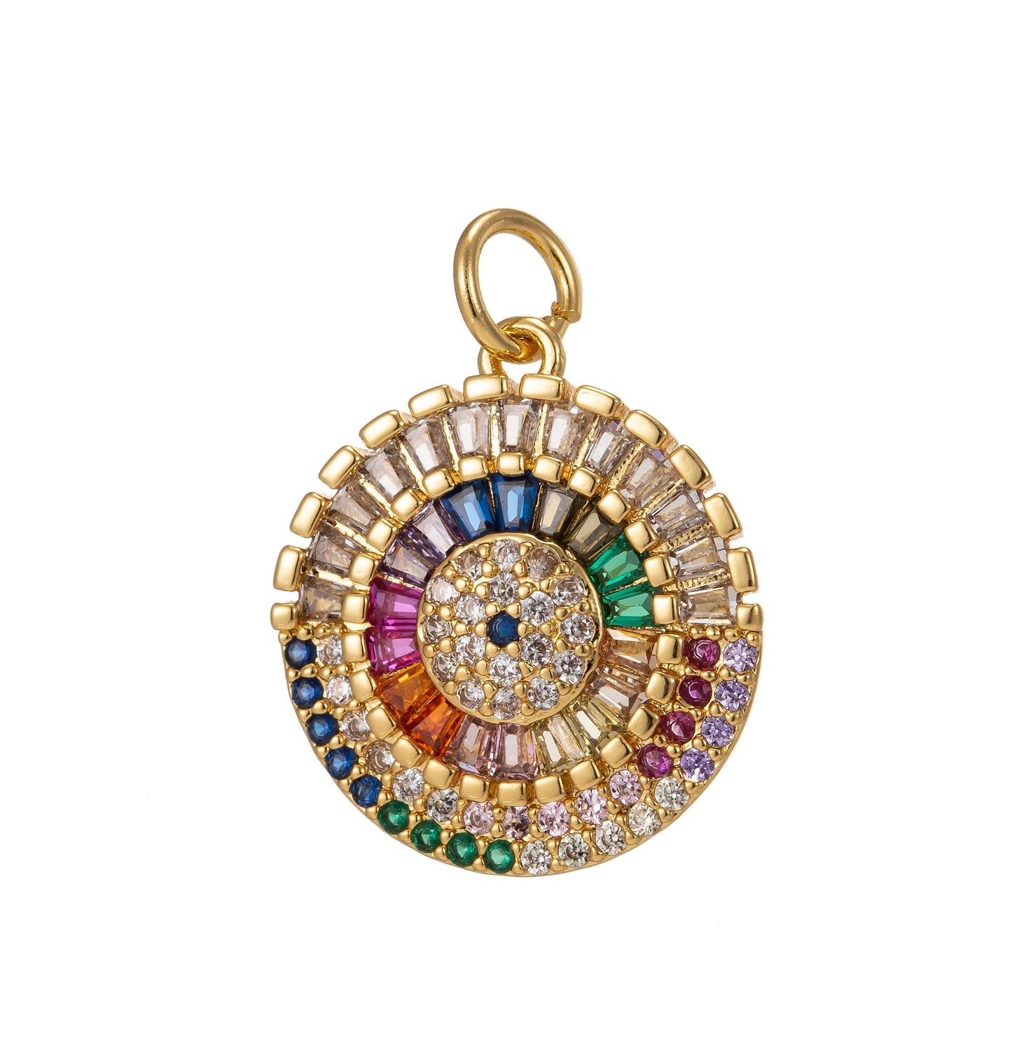 Dainty round charm cz micro pave, disc charm, multi color pave charm , dainty charms, cubic zirconia bracelet earring necklace charm i-442