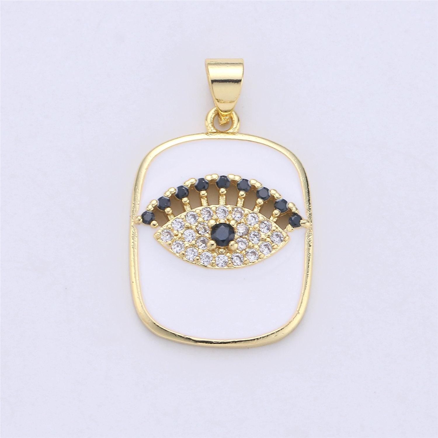 Dainty enamel tag pendant gold tag evil eye star heart moon white black charm for necklace pendant findings for jewelry making, i-445 ~i-452