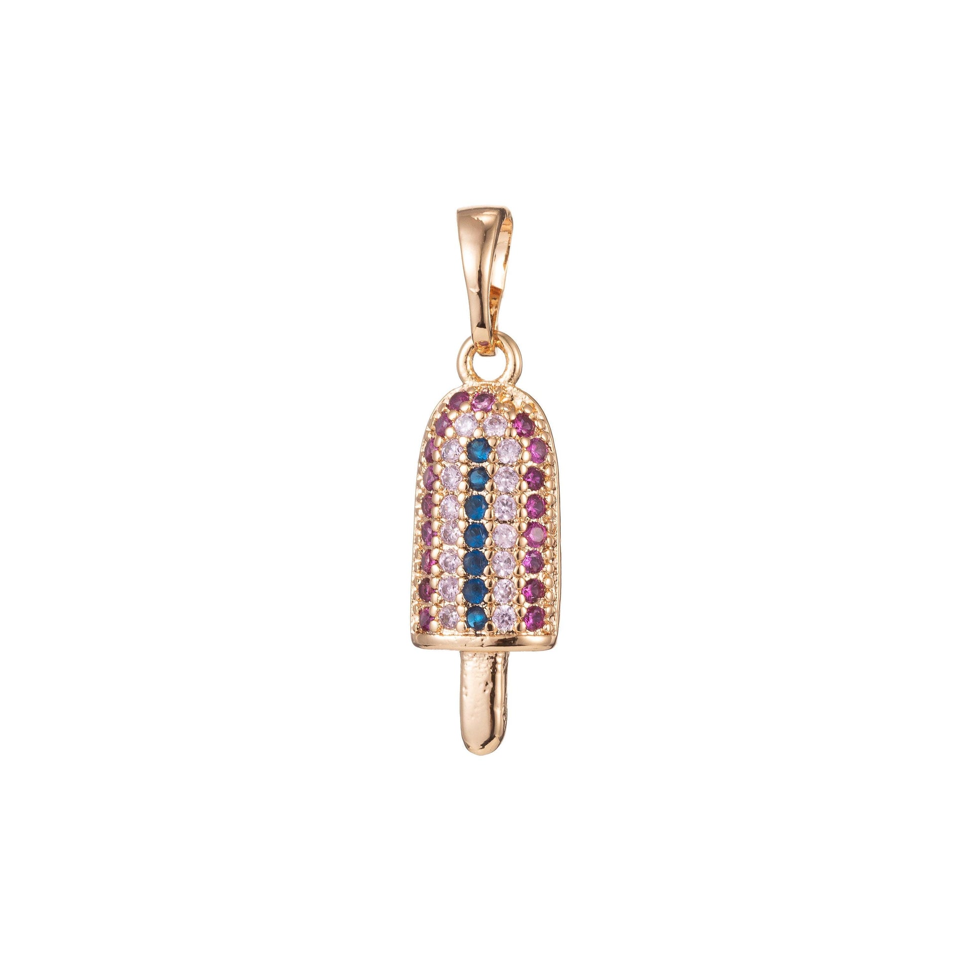 1pc 18k gold micro pave cz popsicle pendant charm, ice pop pendant charm, desert pendant, for diy jewelry making,pd-1365