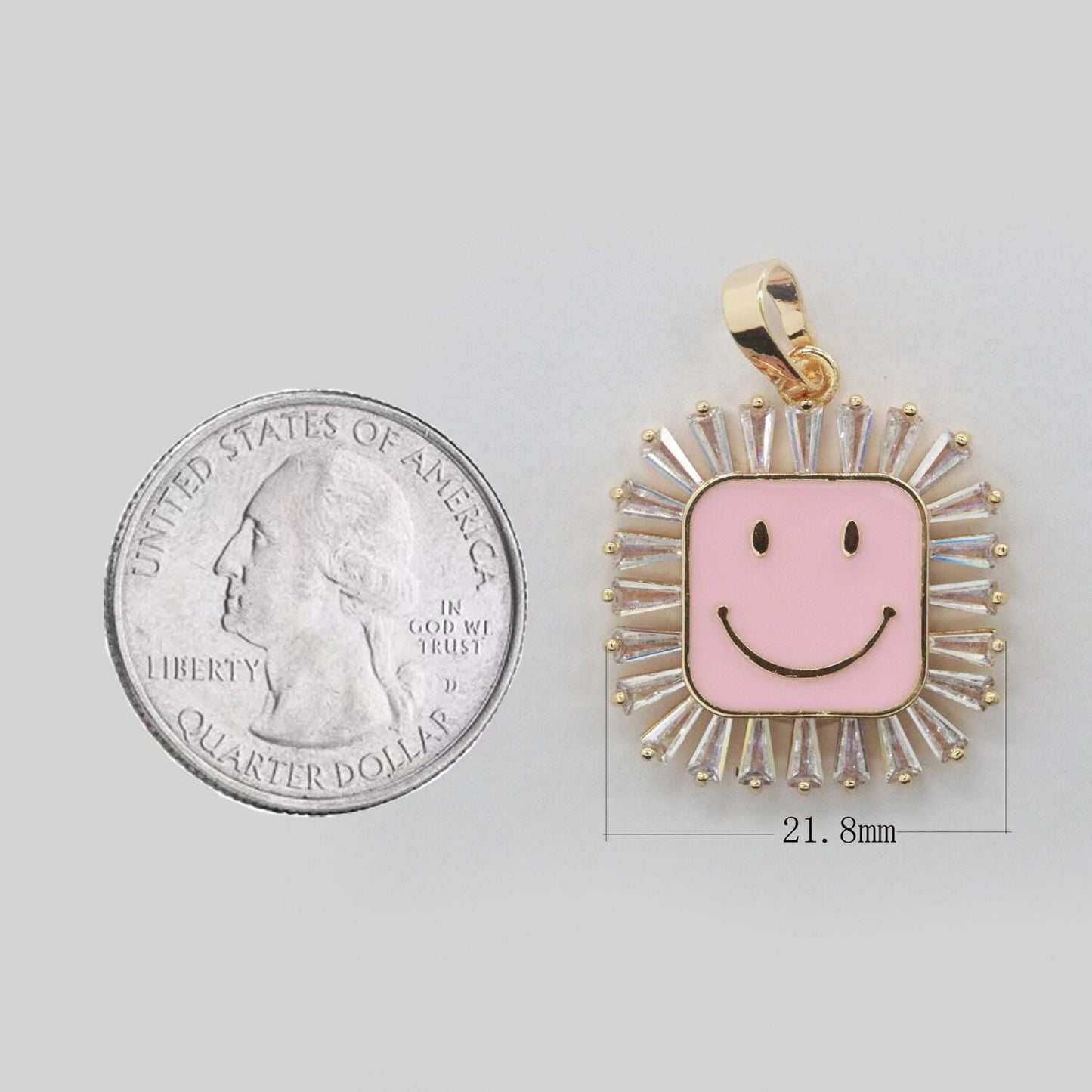 Square smile face charm cubic happy face pendant for necklace earring component enamel y2k jewelry trend purple yellow green blue i307