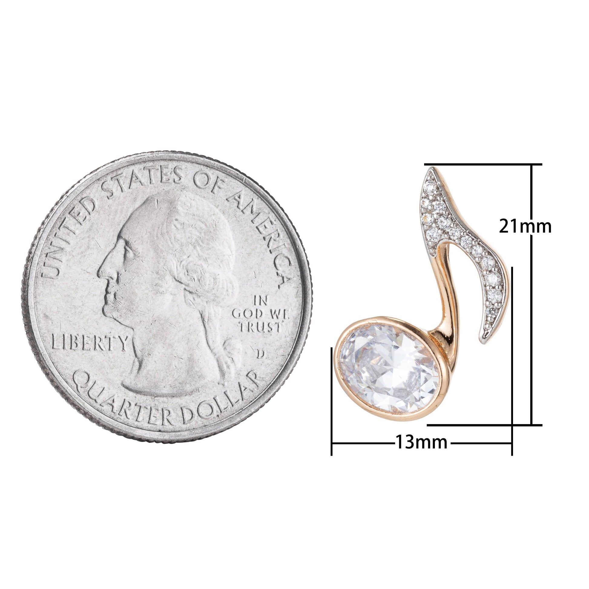 1pc 18k gold filled micro pave cz music note pendant charm, musical pendant charm, music pendant, for diy jewelry