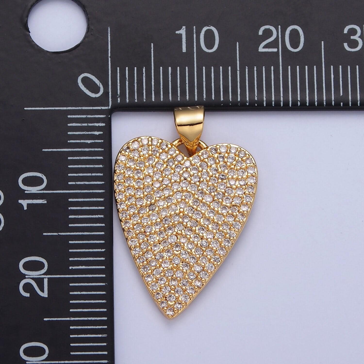 24k gold filled clear micro pave cubic zirconia heart pendant, gold cz stone heart charm for bracelet necklace supply | i-334