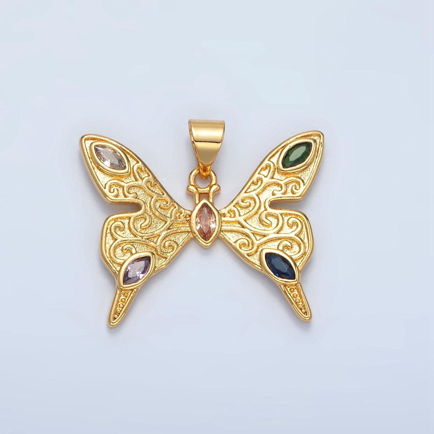 Dainty 24k gold filled butterfly pendant gold butterfly charms for bracelet, earring, necklace charms for jewelry making supply i-285