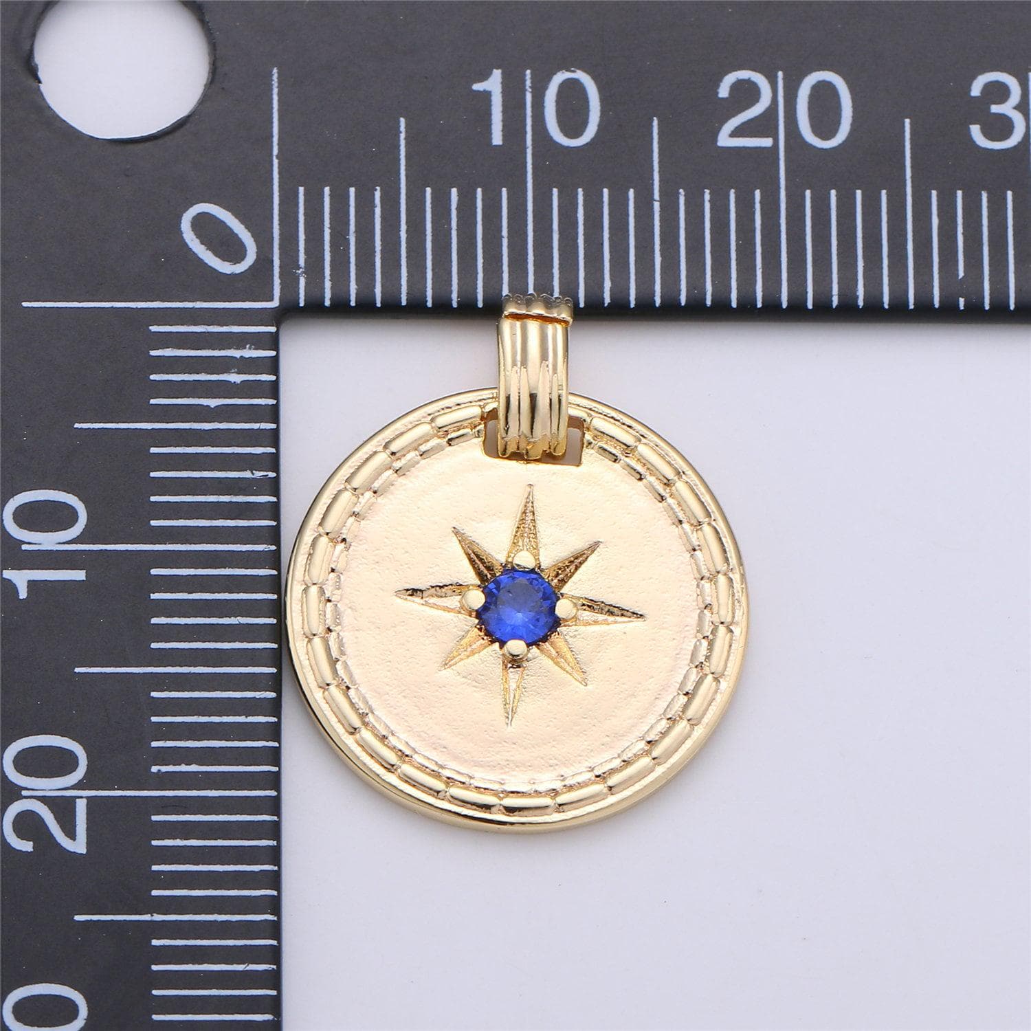 Gold filled north star charm minimalist cz coin medallion pendant for necklace earring supply dainty starburst pendant