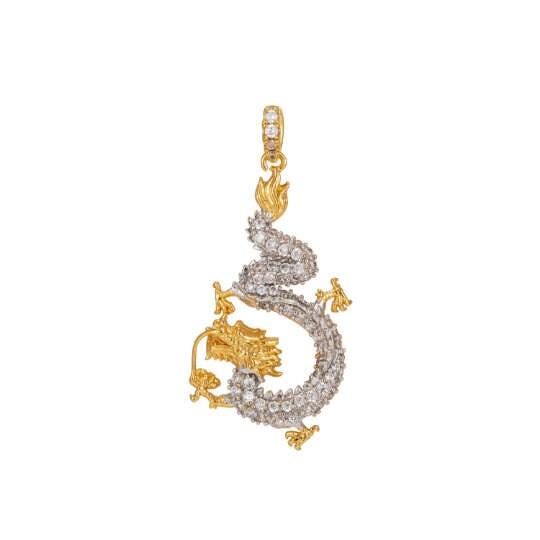 24k gold filled dragon pendant east asian creature king zodiac cubic zirconia necklace pendant bead bails findings for jewelry making i-194