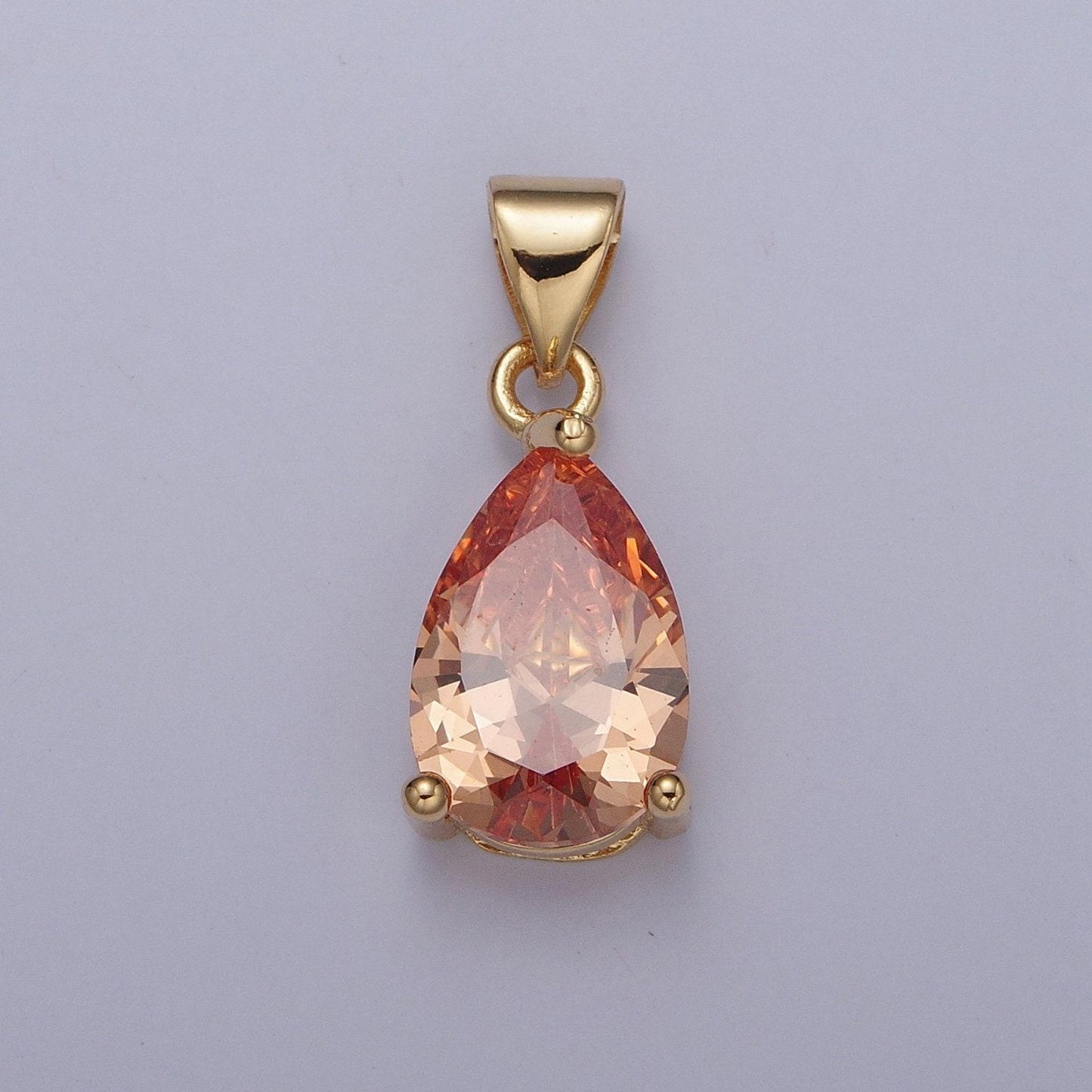 24k gold dainty gemstones multicolor tear drop charm cubic colored stone