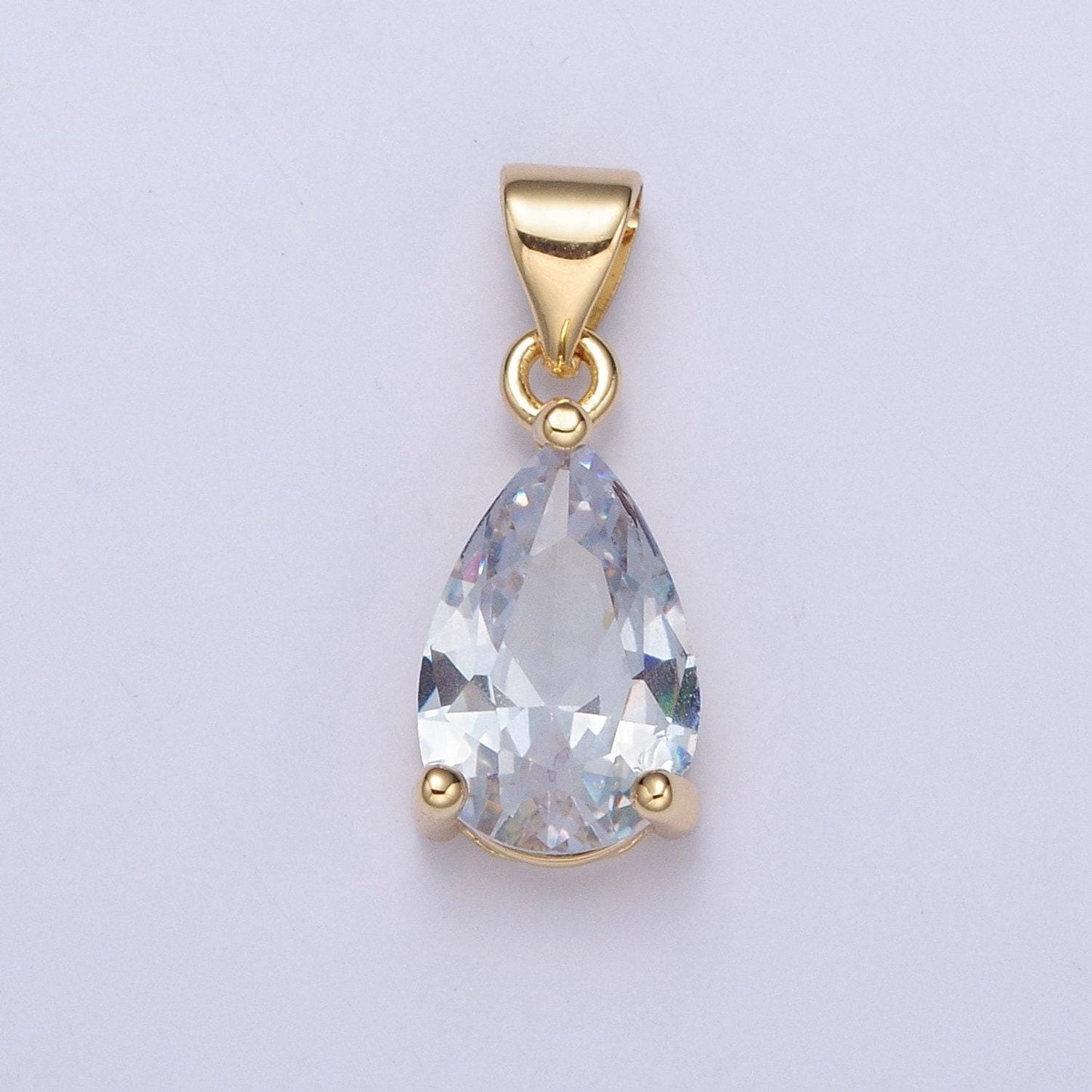 24k gold dainty gemstones multicolor tear drop charm cubic colored stone