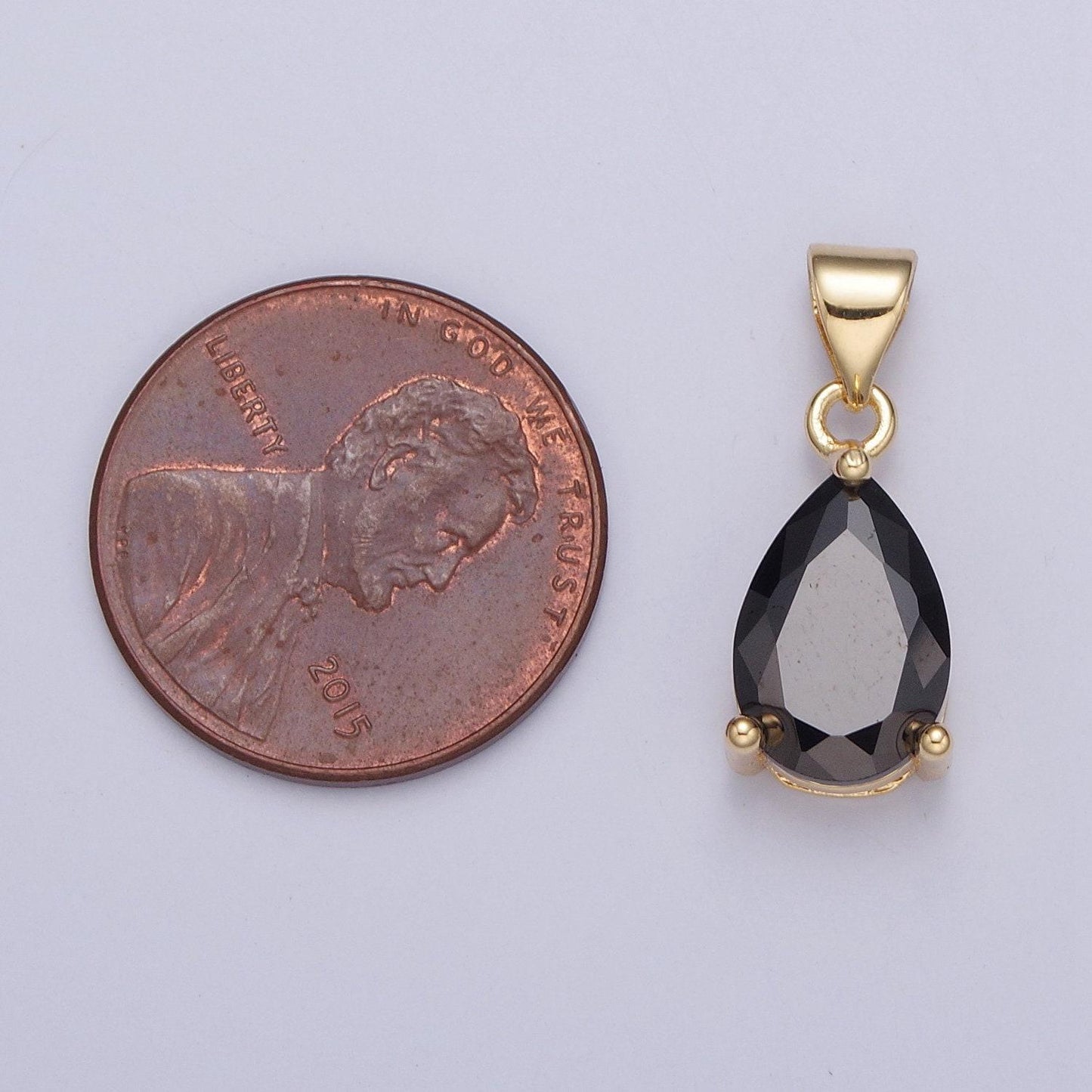 24k gold dainty gemstones multicolor tear drop charm cubic colored stone