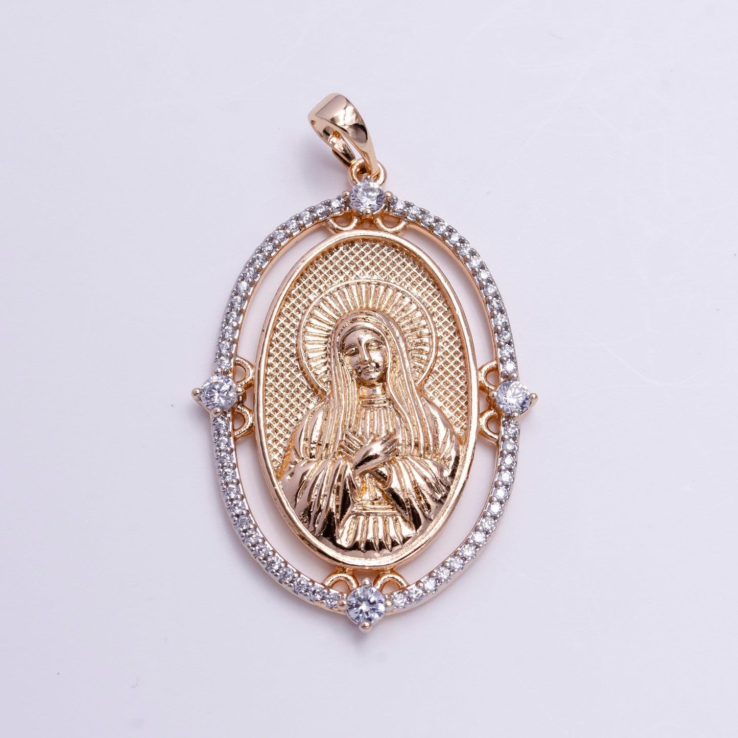 18k gold fill virgin mary pendant mother mary vintage design pendant cubic zircon micro pave charm religious pendant charms i-140