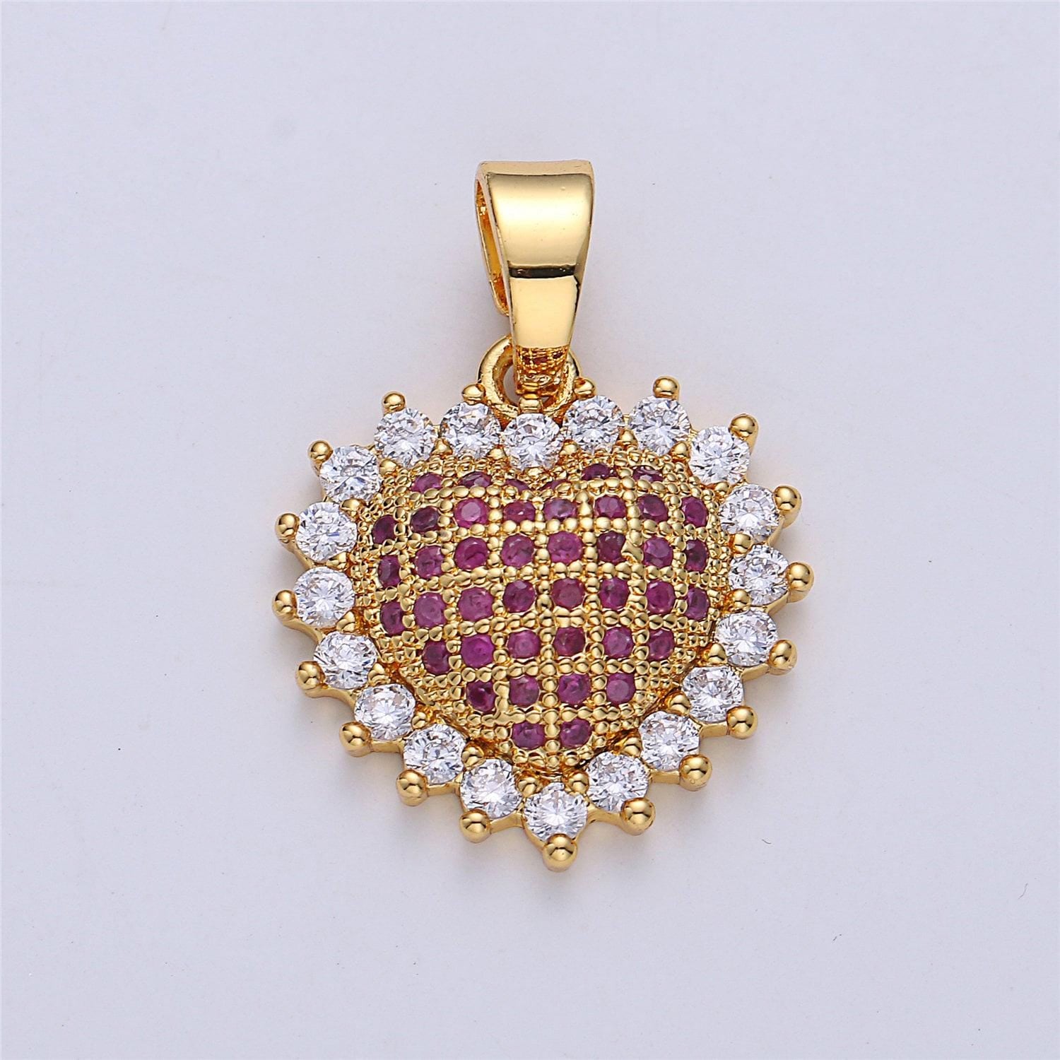 On sale! clearance! gold filled micro pave heart love pendants, dainty cubic zirconia necklace pendant findings for jewelry making i-139