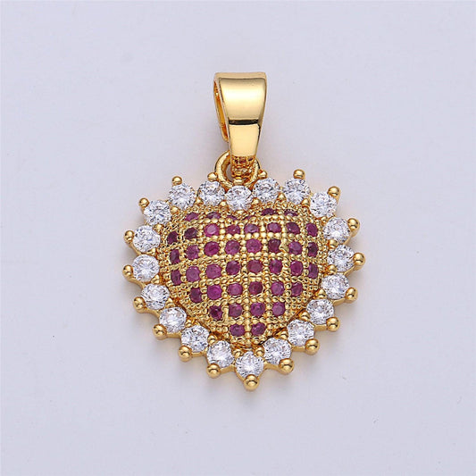 On sale! clearance! gold filled micro pave heart love pendants, dainty cubic zirconia necklace pendant findings for jewelry making i-139