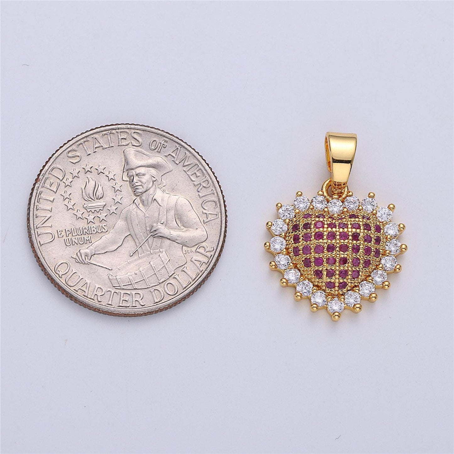 On sale! clearance! gold filled micro pave heart love pendants, dainty cubic zirconia necklace pendant findings for jewelry making i-139