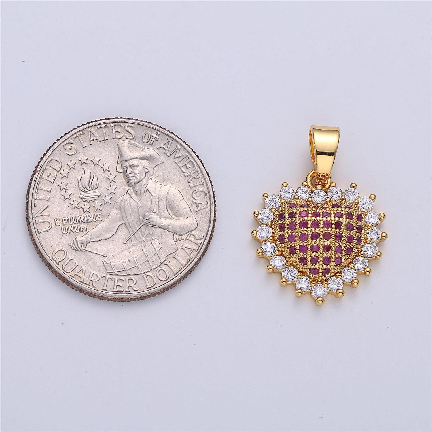 On sale! clearance! gold filled micro pave heart love pendants, dainty cubic zirconia necklace pendant findings for jewelry making i-139