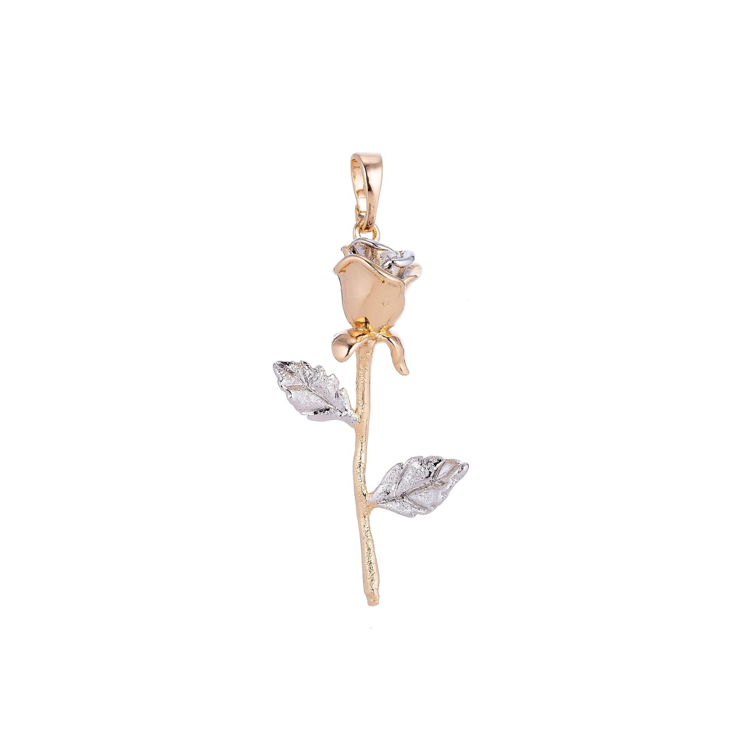 White gold filled / 24k yellow gold fill rose gold flower charm floral, belle layered necklace pendant bails for jewelry making h-653 i-126