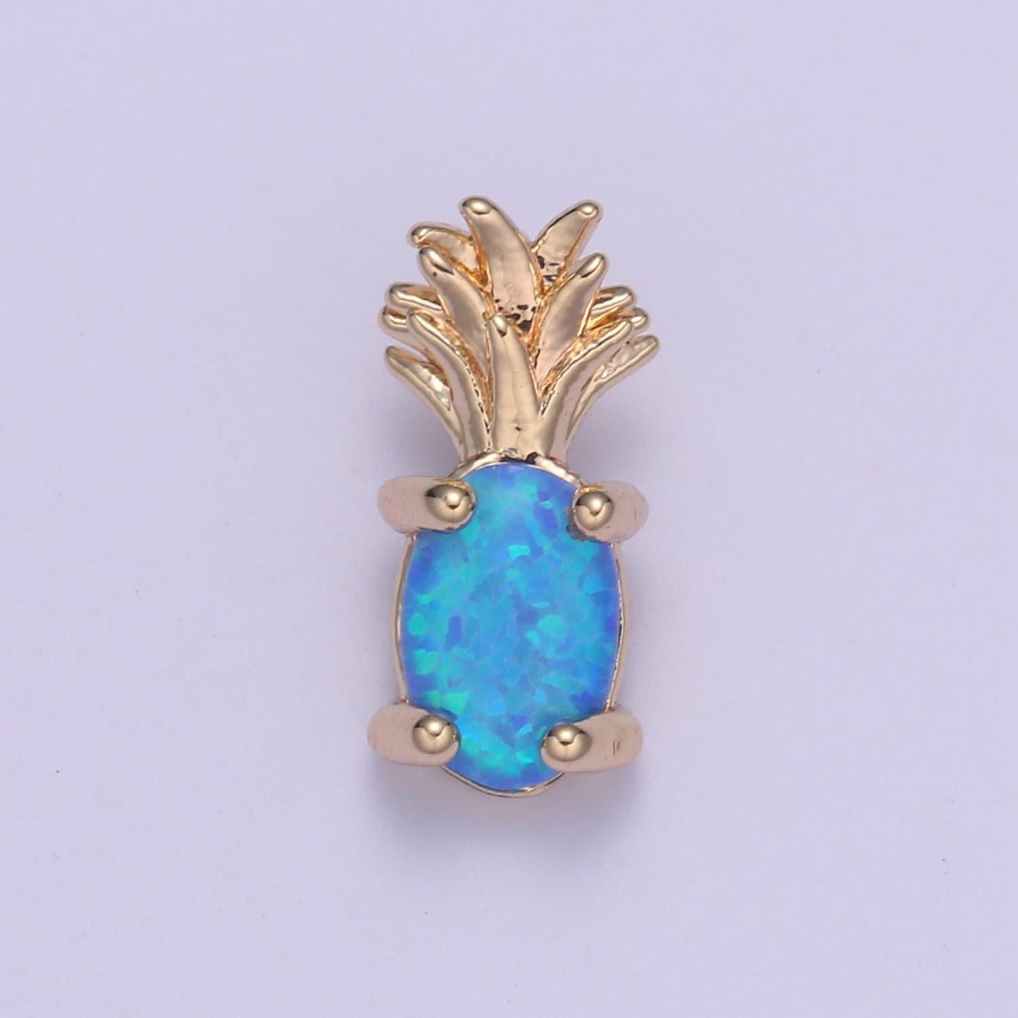 1x mini opal pineapple charm, dainty gold plated charm dainty charm bracelet earring necklace supplies, jewelry making blue pink white i099