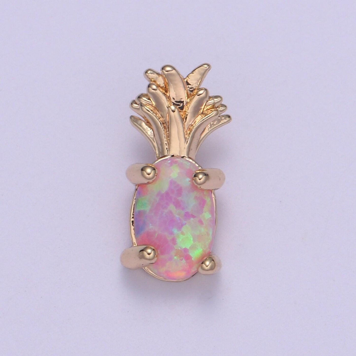 1x mini opal pineapple charm, dainty gold plated charm dainty charm bracelet earring necklace supplies, jewelry making blue pink white i099