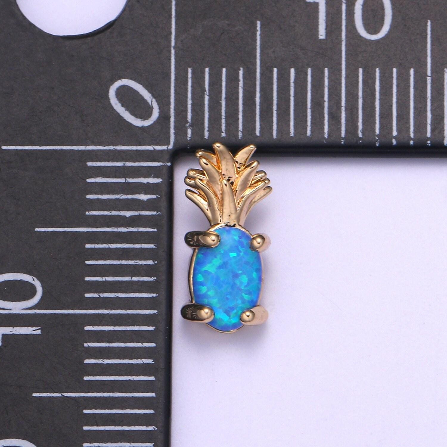 1x mini opal pineapple charm, dainty gold plated charm dainty charm bracelet earring necklace supplies, jewelry making blue pink white i099