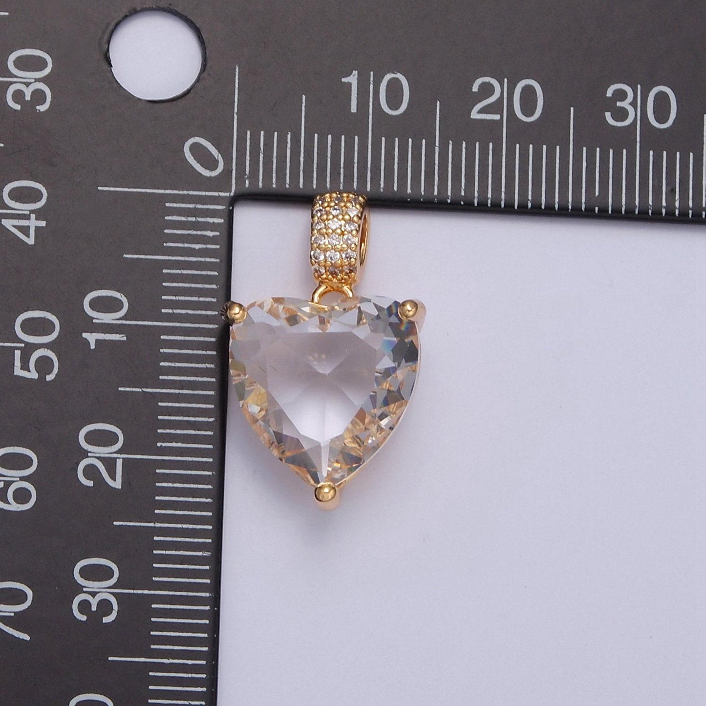 16k gold filled heart pendant, micro pave cz cubic zirconia love valentine for diy jewelry making, i-071