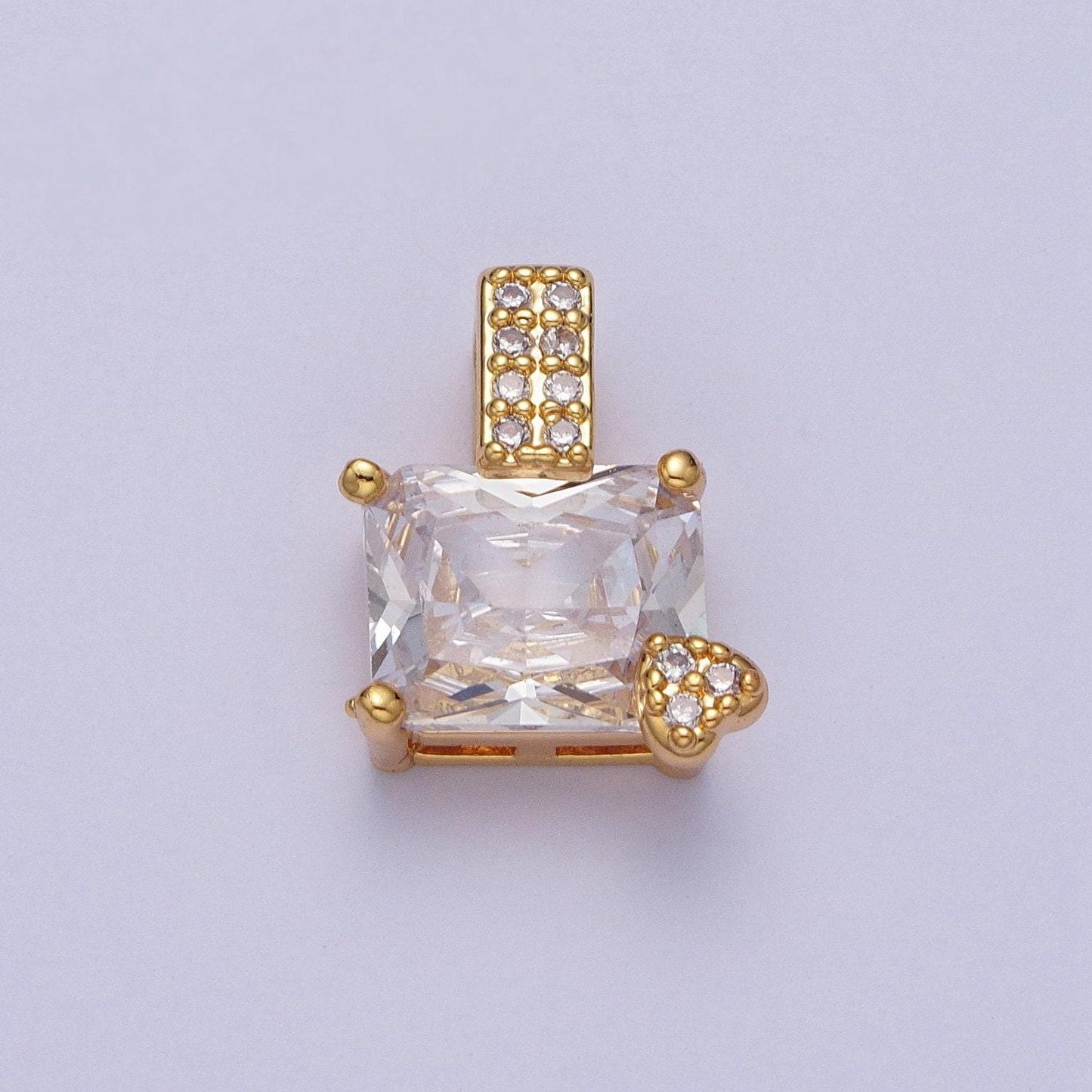 Rectangle emerald cut solitaire pendant necklace square cz diamond charm for bridal wedding necklace dainty necklace h-923