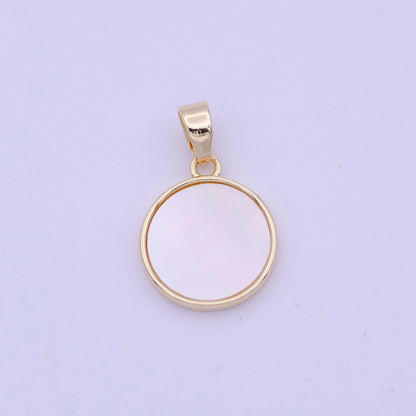 19mm round shell pearl minimalist charm in gold & silver | h903 h904