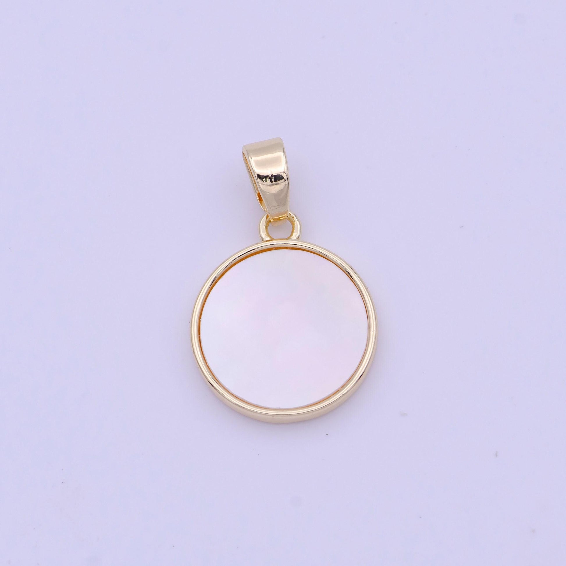 19mm round shell pearl minimalist charm in gold & silver | h903 h904