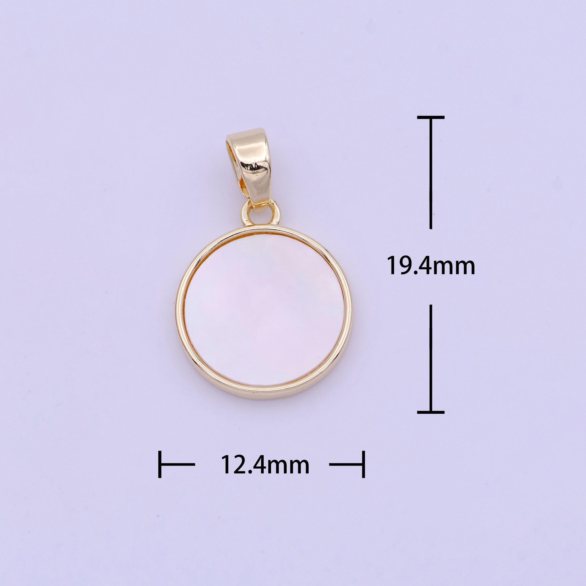 19mm round shell pearl minimalist charm in gold & silver | h903 h904