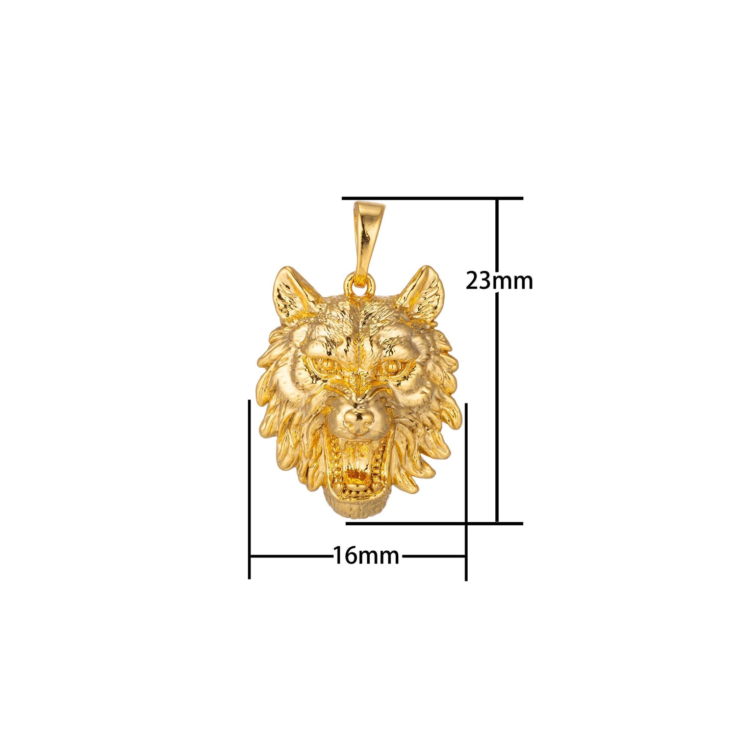 Gold wolverine charm, 18k gold filled pendant dainty wolf necklace charm for jewelry making h-888