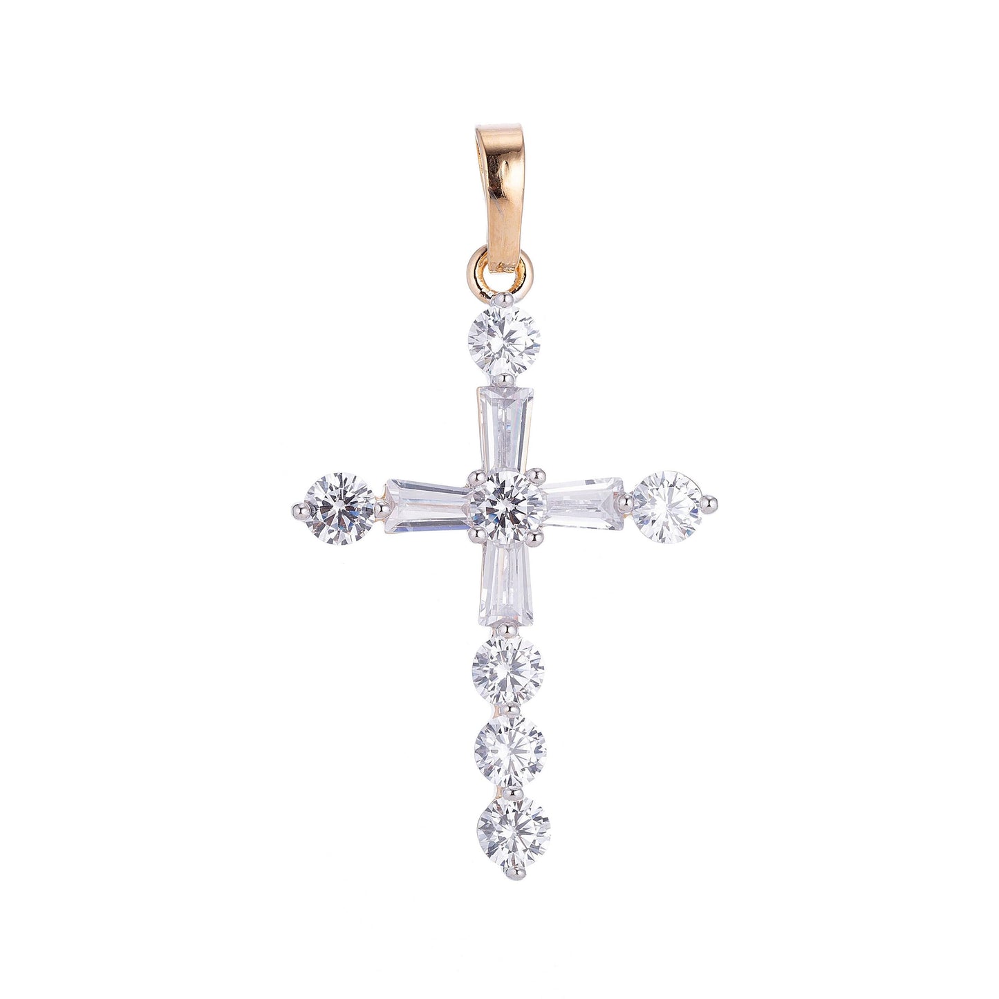 Dainty 14k gold filled cross charm pendant with cubic zirconia for religious catholic christian necklace jewelry making h-628