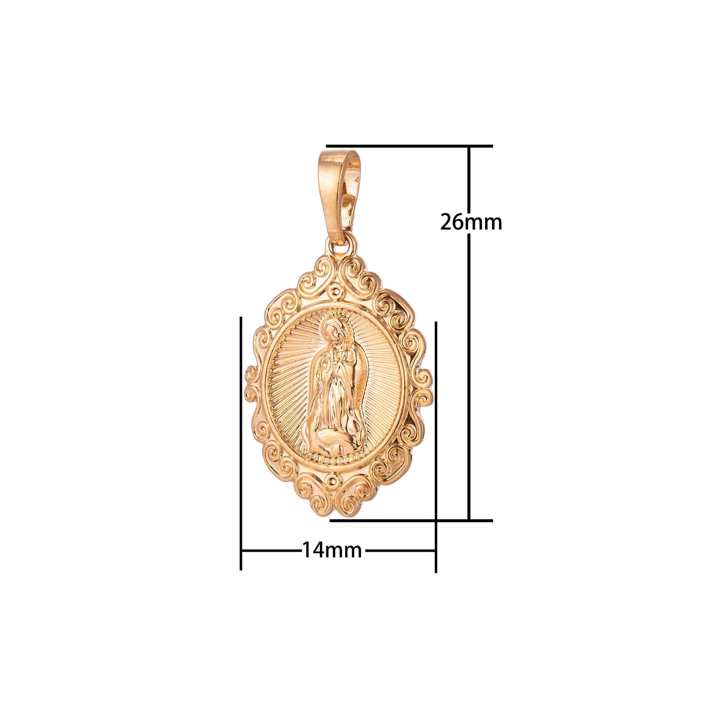 Virgin mary charm, Rose gold filled pendant dainty virgen de guadalupe necklace charm for jewelry making h-870