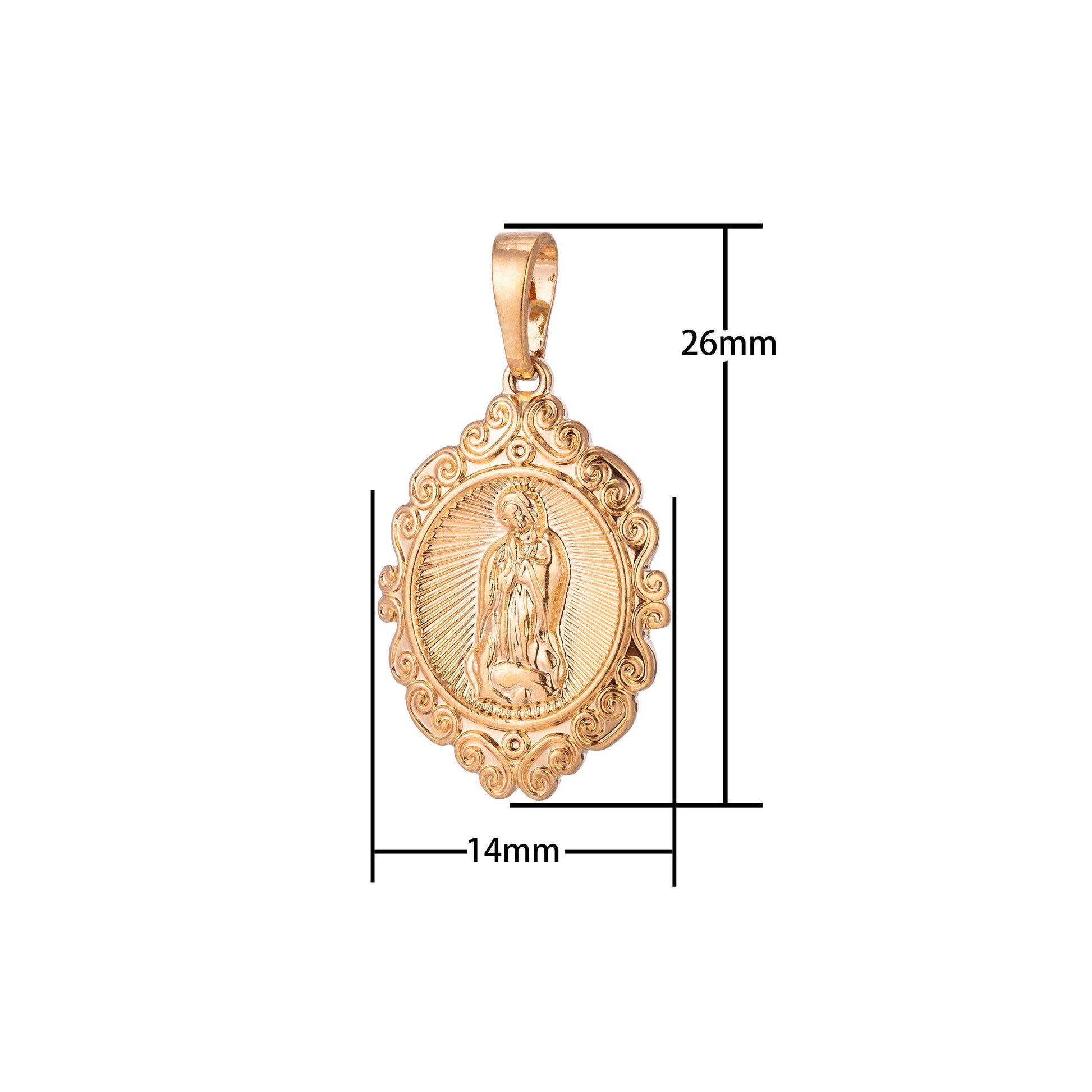 Virgin mary charm, Rose gold filled pendant dainty virgen de guadalupe necklace charm for jewelry making h-870