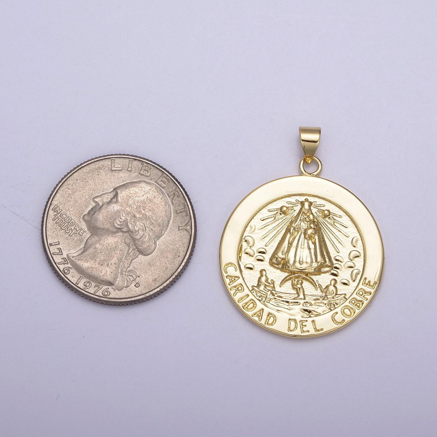 Gold coin la virgen de la caridad del cobre pendant for necklace supply h-863