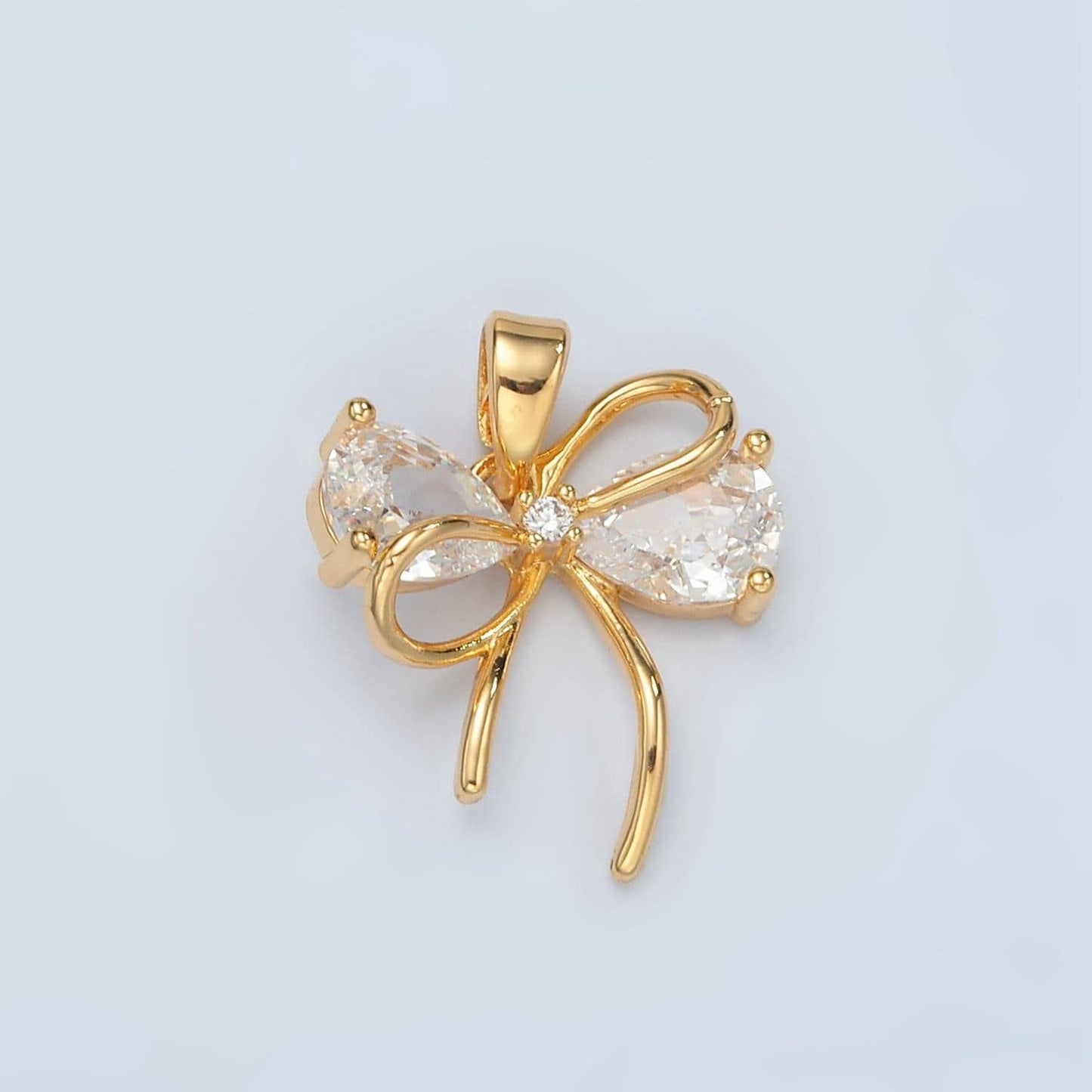 24k gold filled bow charms cz charm pink clear micro pave bow mini bow pendant cubic zirconia charm for bracelet necklace h859