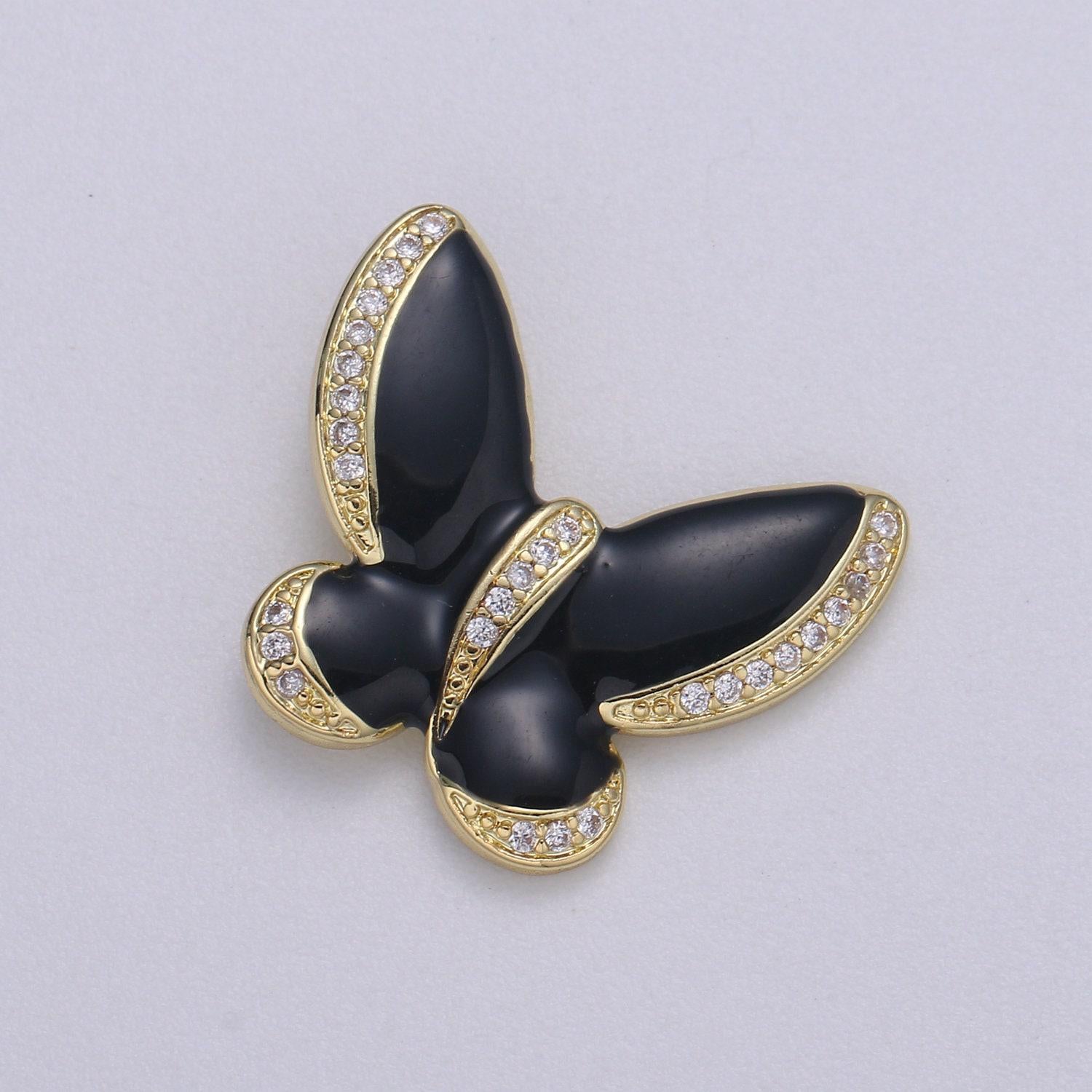 Enamel butterfly charm necklace dainty mariposa charm pendant for bracelet jewelry making supply blue, black pink red white evil eye h755