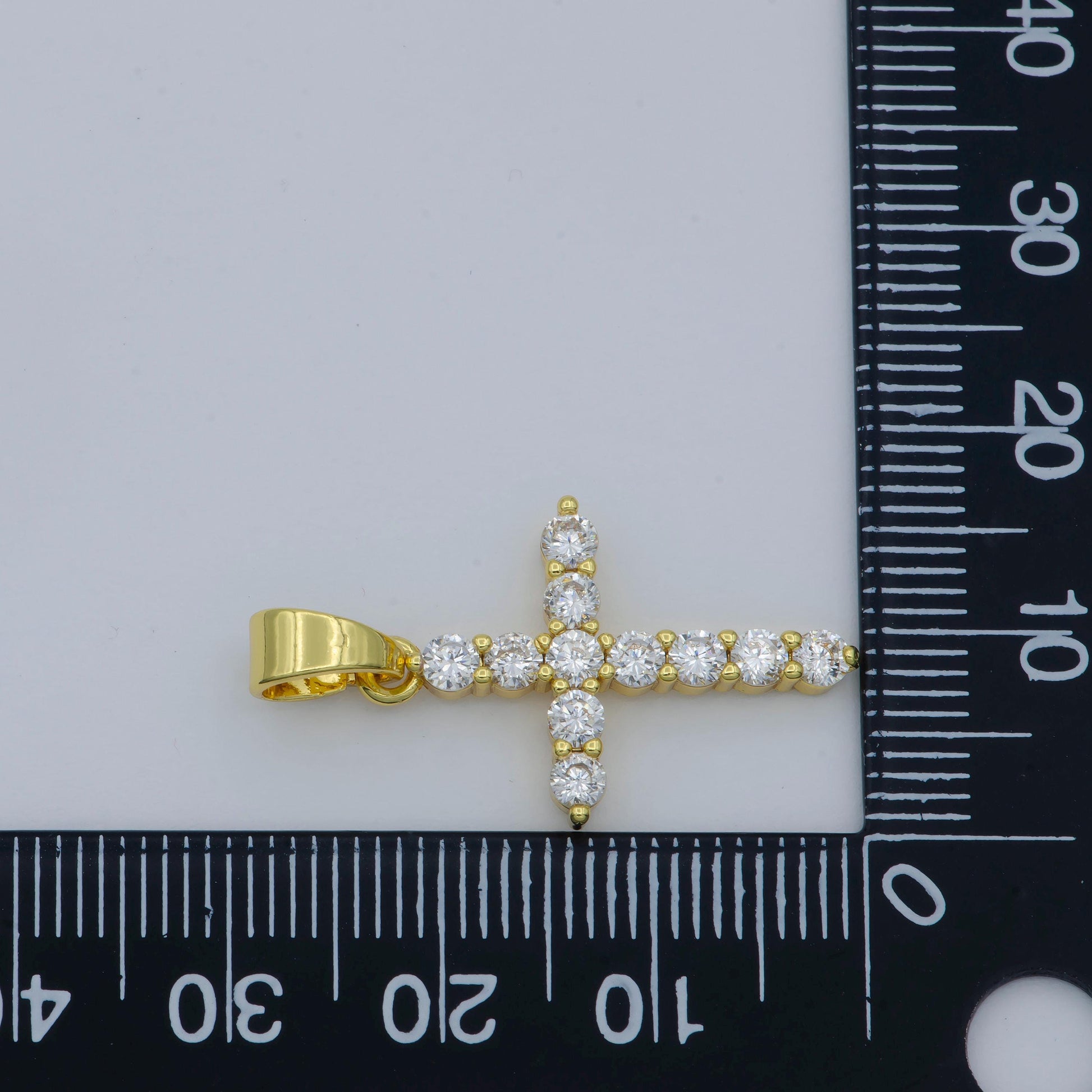 Micro pave cubic cross 24k gold filled pendant, cz 24k pendant, bracelet charm, necklace pendant, 24k gold jewelry, h-217