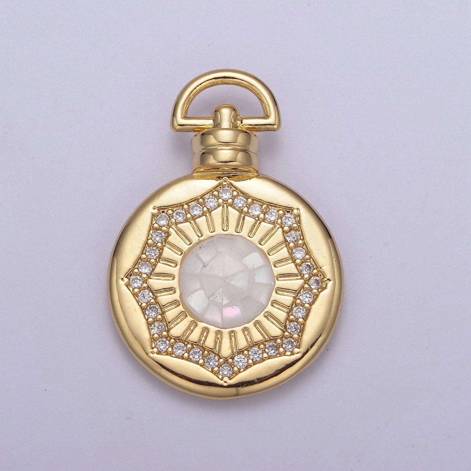 24k gold round pink/white circle medallion with micro pave cubic zirconia love & friendship gift, charm pendant for jewelry making findings