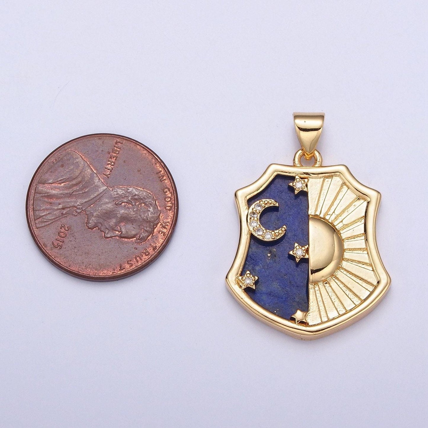 24k gold celestial charm sun moon stars pendant, day and night badge, celestial tag micro pave jewelry earring necklace supply | h-696