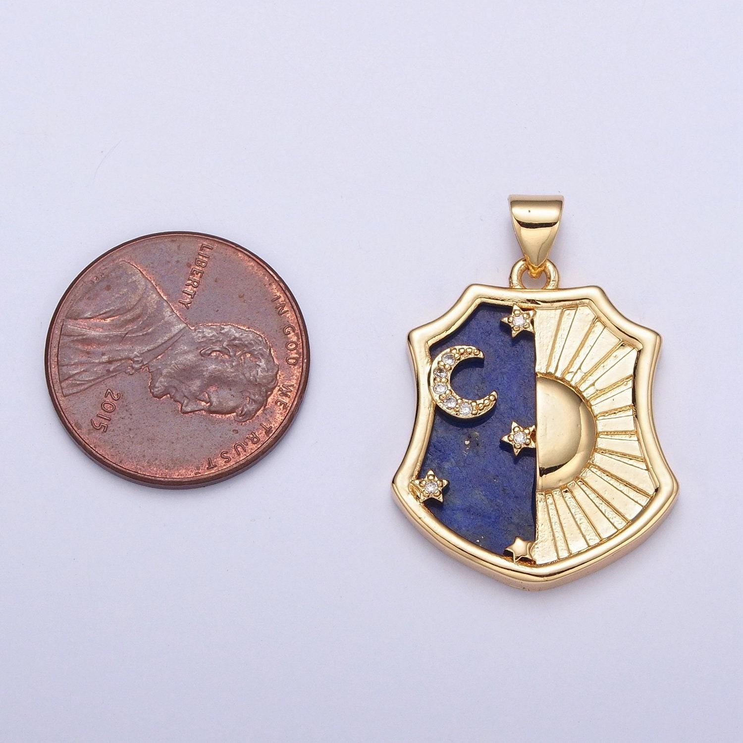 24k gold celestial charm sun moon stars pendant, day and night badge, celestial tag micro pave jewelry earring necklace supply | h-696