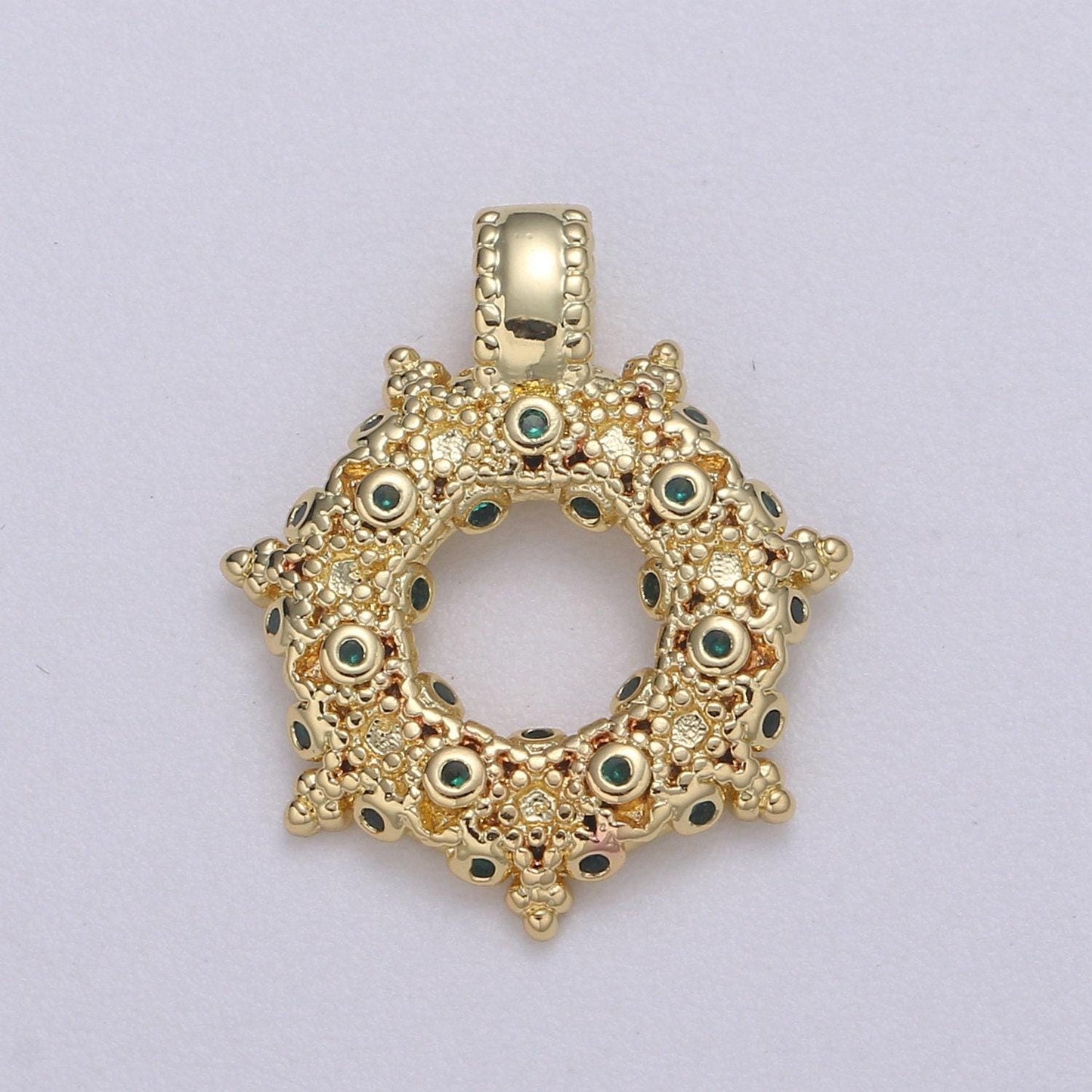 1pc 24k gold star cubic wreath charm, micro pave cz classic design pendant, pendant for diy jewelry, pdgf- 2189