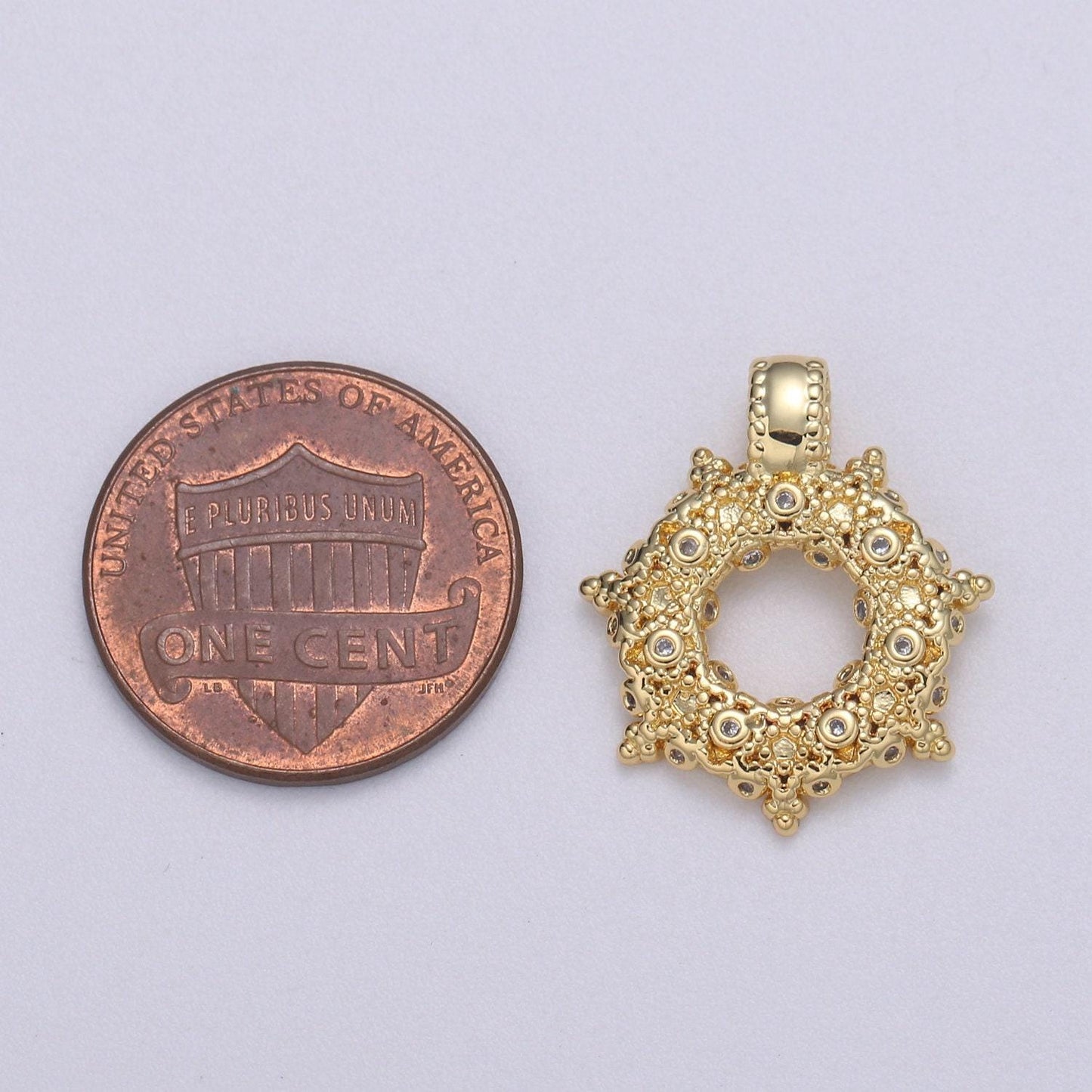 1pc 24k gold star cubic wreath charm, micro pave cz classic design pendant, pendant for diy jewelry, pdgf- 2189