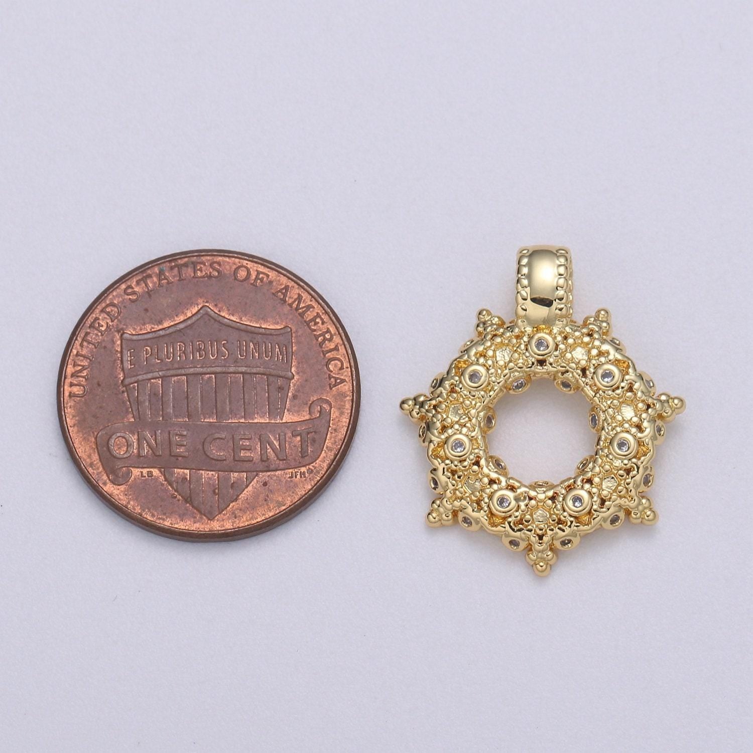 1pc 24k gold star cubic wreath charm, micro pave cz classic design pendant, pendant for diy jewelry, pdgf- 2189