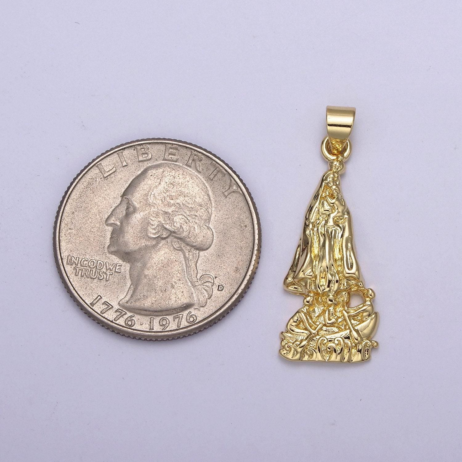Miraculous lady medallion charm 24k gold filled virgin mary pendant religious charm necklace pendant lady guadalupe charm pendant