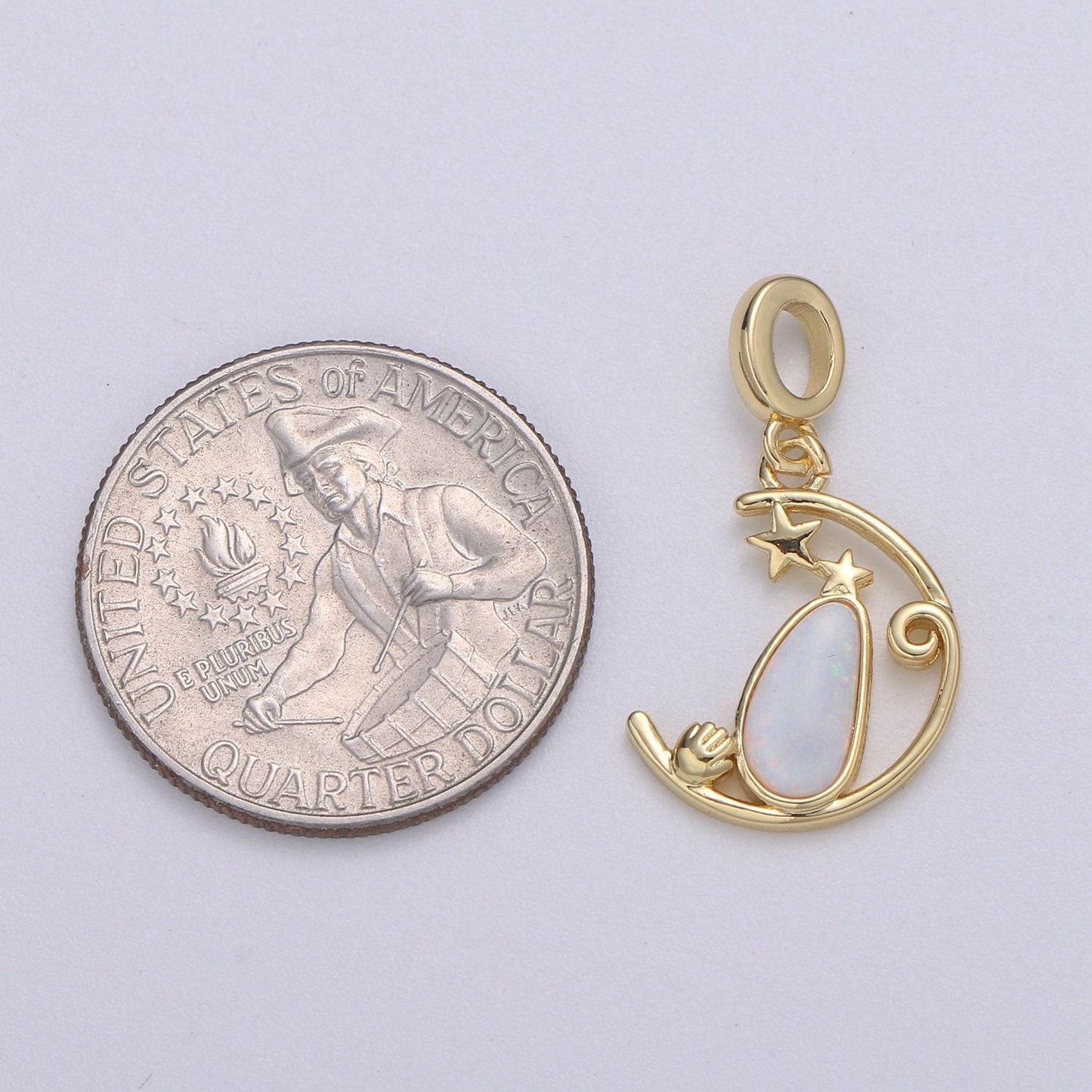 Blue and white opal 24k star pendant, teardrop opal charm baby hand charm for bracelet earring necklace pdgf-2188