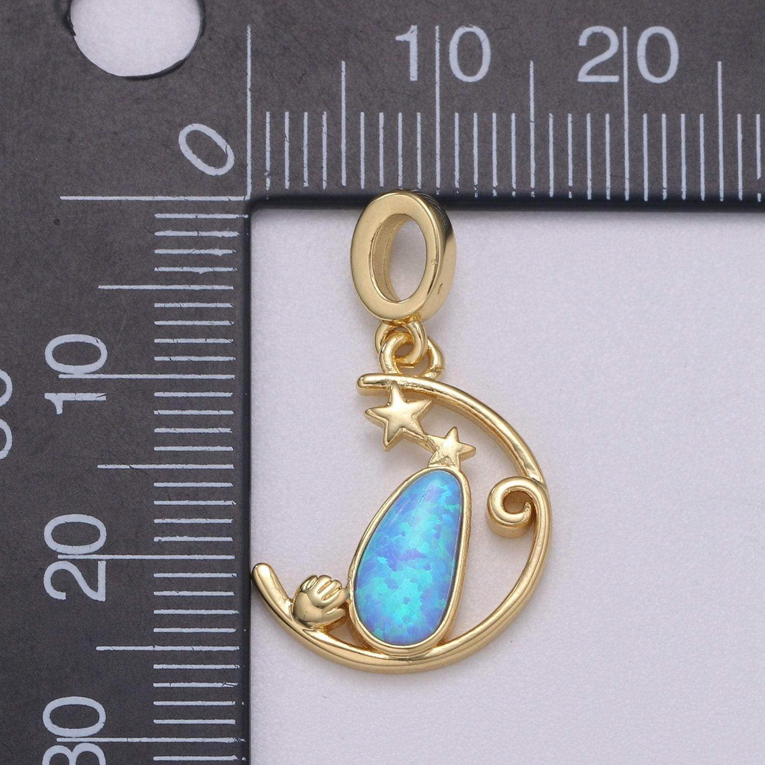 Blue and white opal 24k star pendant, teardrop opal charm baby hand charm for bracelet earring necklace pdgf-2188