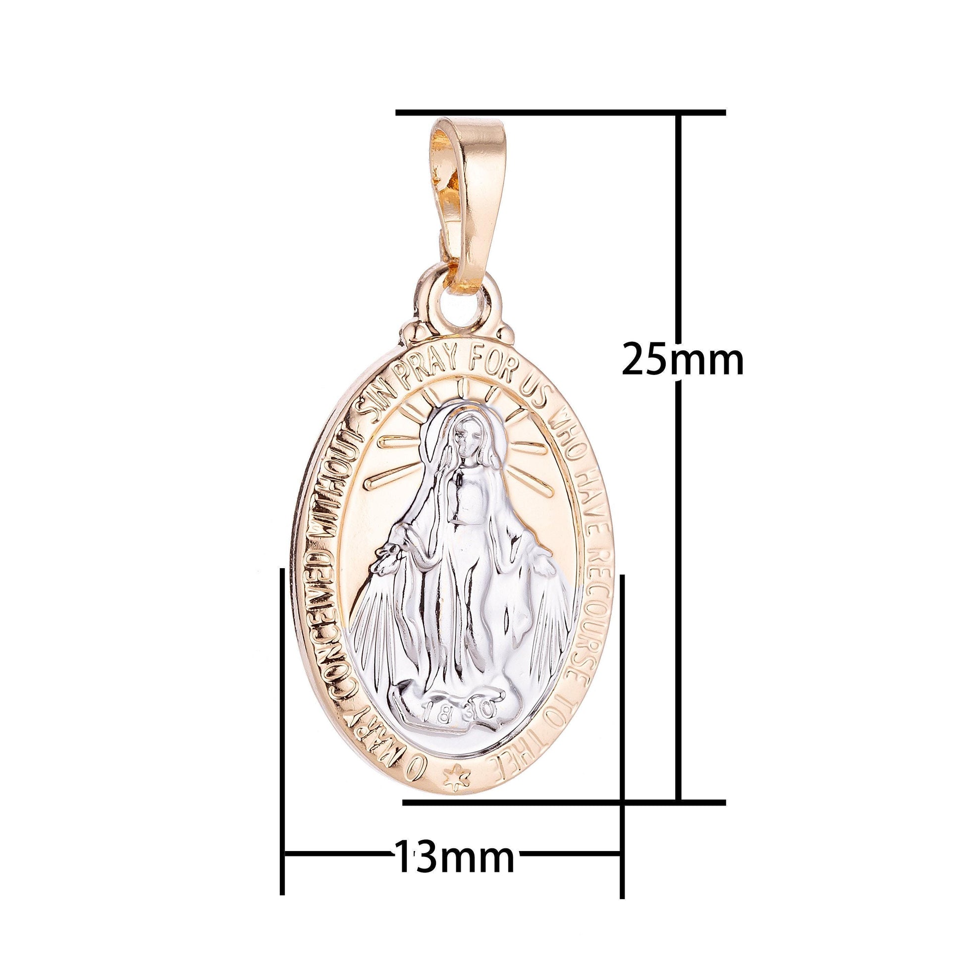 18k gold filled mother virgin mary, holy divine saint pray for us necklace pendant bead bails findings for jewelry making h-607