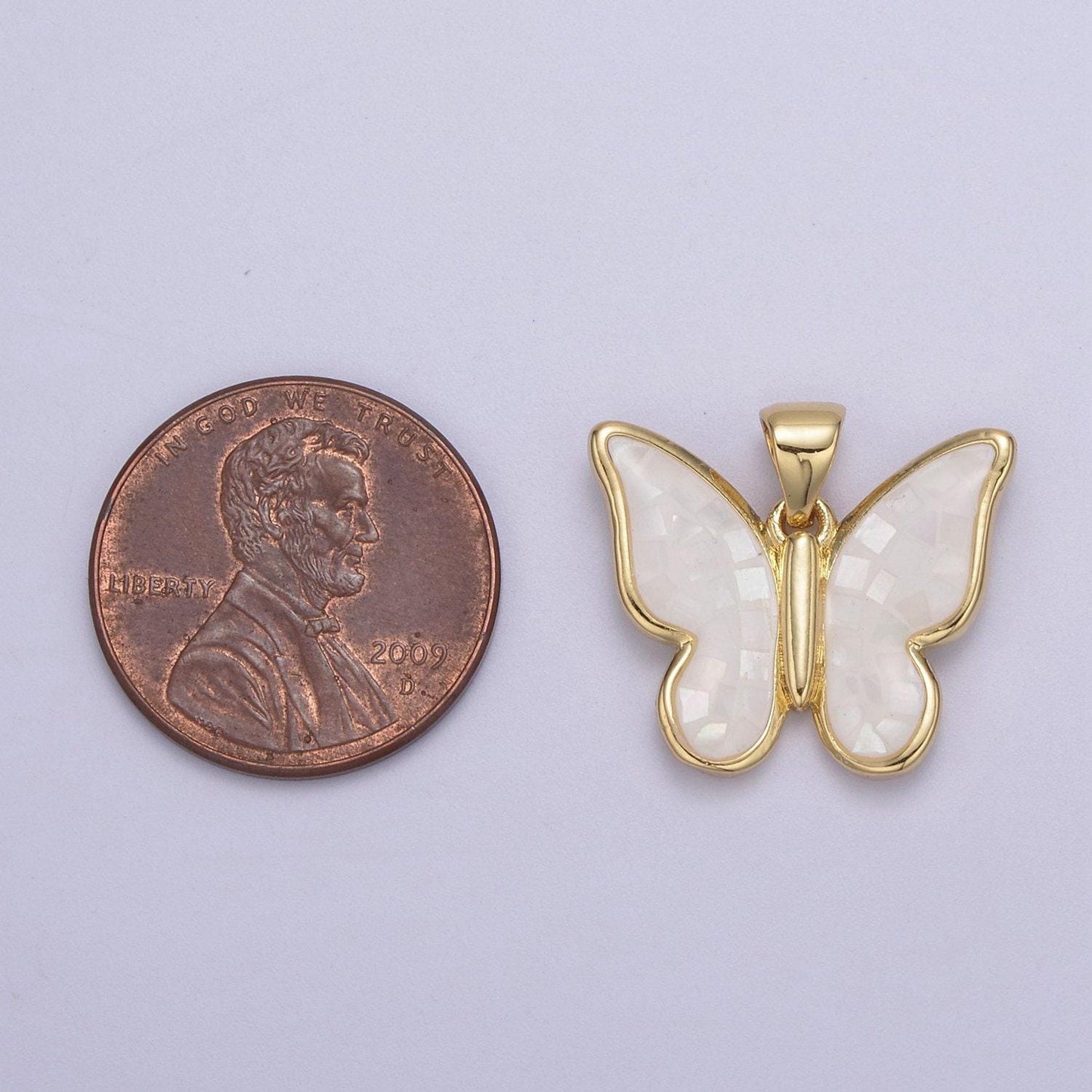 White / pink / blue / green opal mariposa butterfly charm for necklace, dainty butterfly pendant for jewelry making supply in gold filled