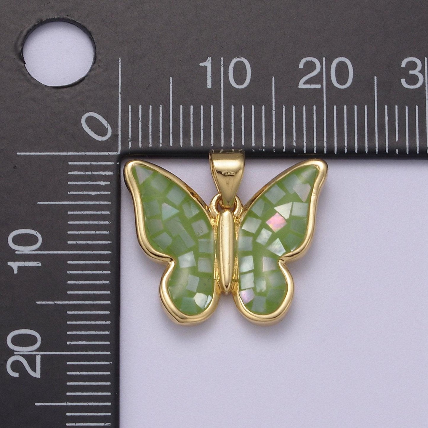 White / pink / blue / green opal mariposa butterfly charm for necklace, dainty butterfly pendant for jewelry making supply in gold filled