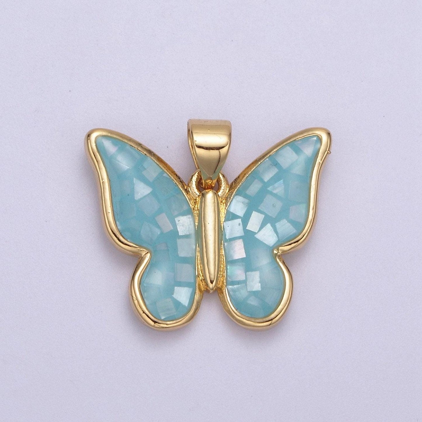 White / pink / blue / green opal mariposa butterfly charm for necklace, dainty butterfly pendant for jewelry making supply in gold filled