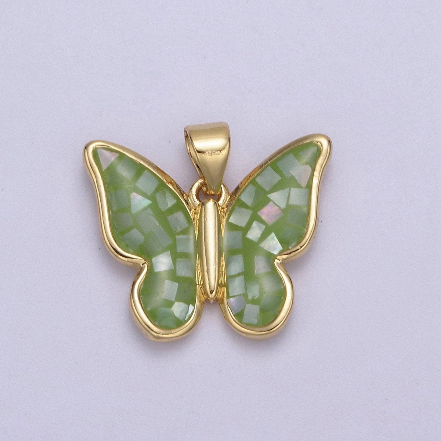 White / pink / blue / green opal mariposa butterfly charm for necklace, dainty butterfly pendant for jewelry making supply in gold filled