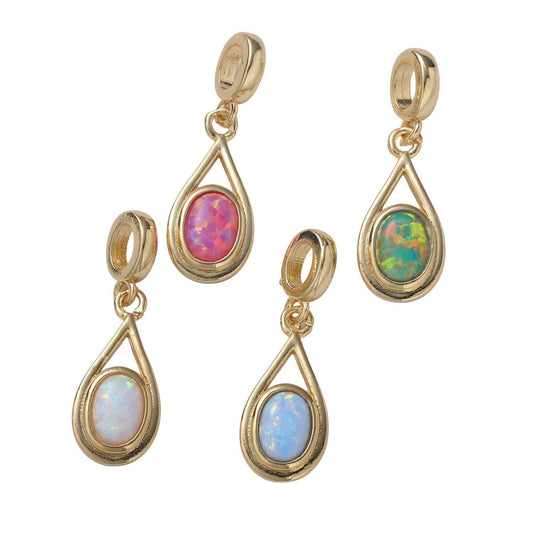 Mini opal oval charm, dainty teardrop gold charm dainty charm bracelet earring necklace supplies, jewelry making, pdgf 2186